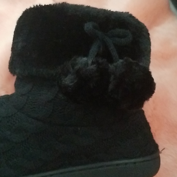 Black Cable knit Slipper Bootie - Picture 3 of 4